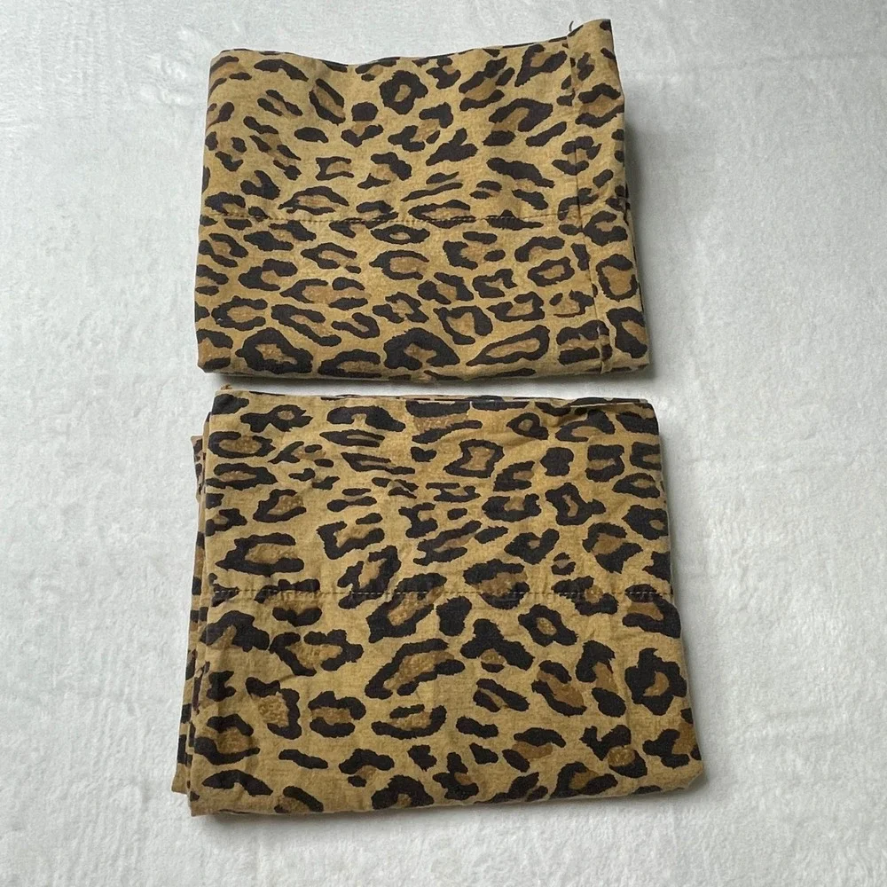 VTG 90s Ralph Lauren Home Leopard Print Cotton Standard Pillowcase Set of 2 USA